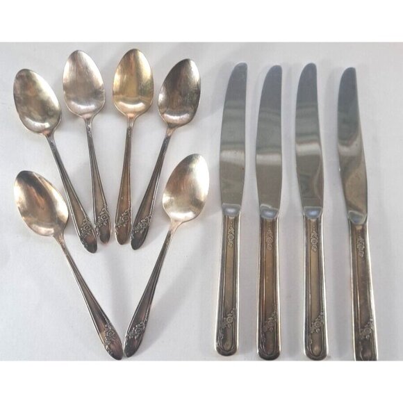 Oneida Other - Vintage Oneida Queen Bess II Butter Knives Teaspoons Set of 10 Tudor Plate